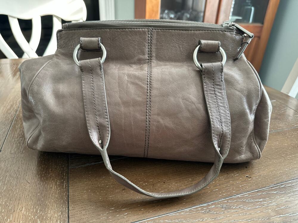 Vintage HOBO International Slouchy Leather Shoulder Satchel Taupe Greige READ